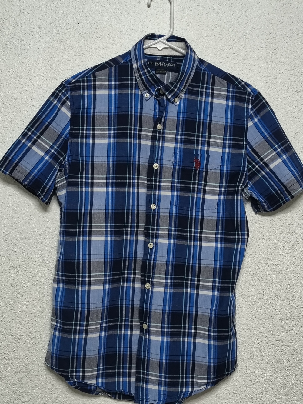 Polo by Ralph Lauren Blue and Black Plaid Short-Sleeve Button-Down Shirt